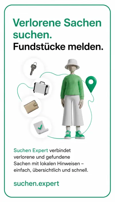 Suchen Expert Plattform zum Suchen verlorener Sachen und Melden gefundener Fundstücke